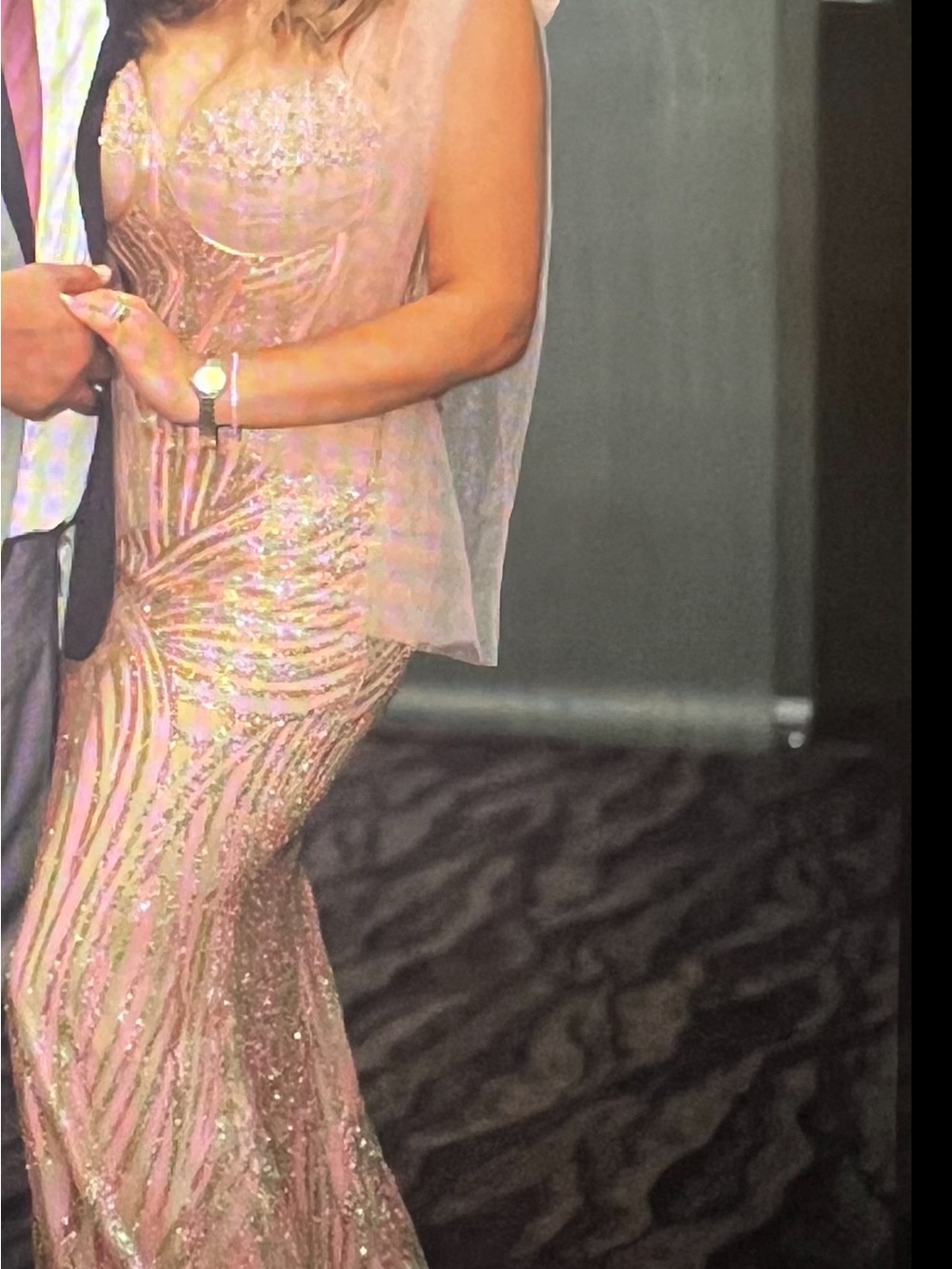 Elegant Pink Sequin Evening Gown - Women Dresses
